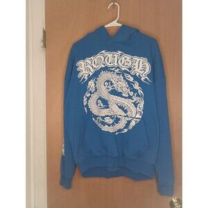 FSBN Men's Blue Dragon Style Pullover Hoodie - Size small